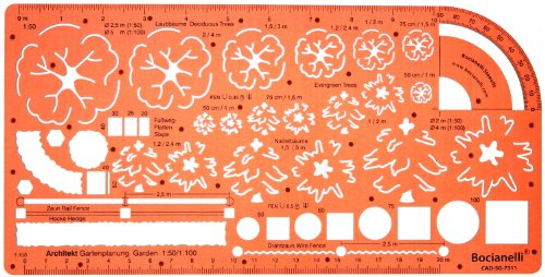 Schablone Gartenplanung - 1:50 1:100 Gartenplanung Schablone - Technisches Zeichnen Architekt Garten Schablone - Zeichenschablone Gartenplanung - Landschaft Schablone - Architektur Schablone