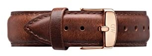Daniel Wellington Classic St Mawes Cinturino Uomo, 20mm, in Pelle, Marrone/Oro Rosato