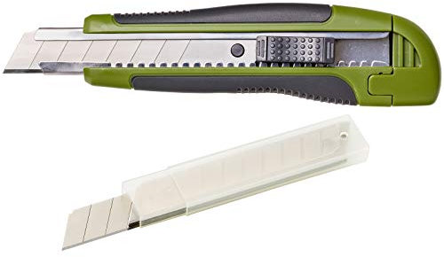 6 x Colorus 2K Soft Griff Cuttermesser 18mm mit Metallführung und automatischer Arretierung + 10 x 18mm Cutter Klingen