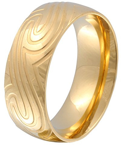 Juwelier Schönschmied - Herren Freundschaftsring Partnerring Trauring Golden Wave Edelstahl inkl. persönliche Lasergravur LANr128H