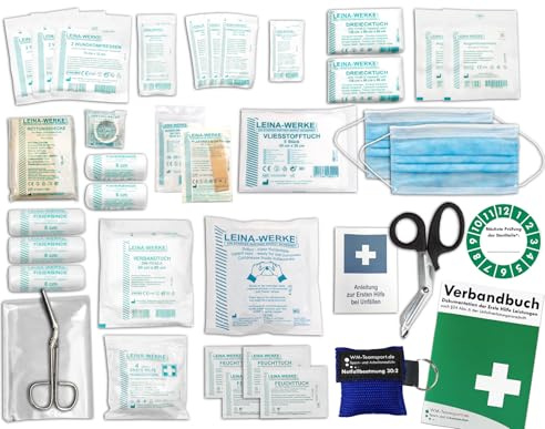 Komplett-Set Erste-Hilfe nach der aktuellen DIN/EN 13157 PLUS 1 für Betriebe mit Notfallbeatmungshilfe & Verbandbuch