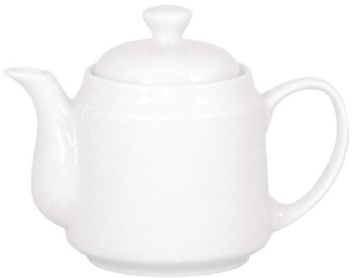 Olympia Athena Hotelware White Beverage Teapots Coffee Pots 430ml / 15 ounce, Pack of 4, Size: 57(H) x 107(D)mm, Chip Resistant Percelain, Catering and Restaurant Grade | CC204