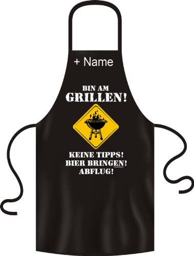 Goodman Design Fun Kittel - Bin am Grillen! - Grillschürze mit Wunsch Namen