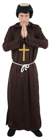 MÖNCHS Kutte MIT Gold FARBENDEN Kreuz UND Einer TYPISCHEN MÖNCHS PERÜCKE IN DER GRÖSSE XL-XXL = 56/58-60/62= VON ILOVEFANCYDRESS®