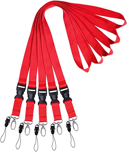 Wisdompro Schlüsselband Lang 5 Stück, Abnehmbarer Schlüsselbänder mit Schlüsselanhänger Clip Haken, Lanyard für Ausweise, Schlüssel (Wassermelone Rot)