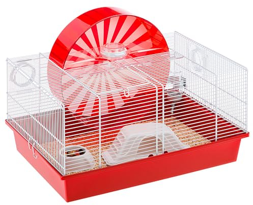 Ferplast Hamsterkäfig, Nagerkäfig, Käfig für Mäuse Kleintierkäfig CONEY ISLAND, Hamsterzubehör inklusive, 50 x 35 x h 25 cm Weiß