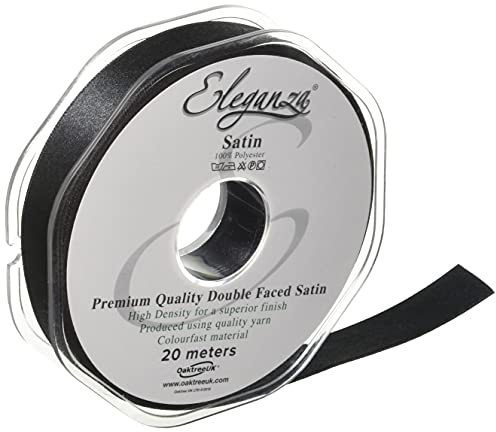 ELEGANZA Double Faced Satin 15mm x 20m Black No.20, 15 mm x 20 m