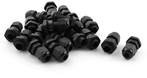 sourcing map 20 Pcs M12 Male Thread 3-6.5mm Adjustable Black Cord Grip Cable Gland Without Rubber O Ring