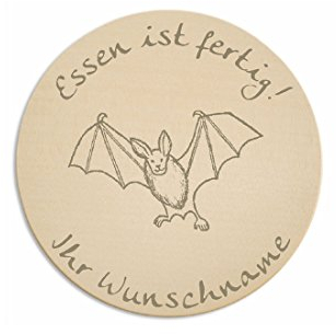 Breakfast Board with German Text BAT- for children and people with Engraving of Your Choice-Children's Breakfast Board with Breakfast Cutlery Set