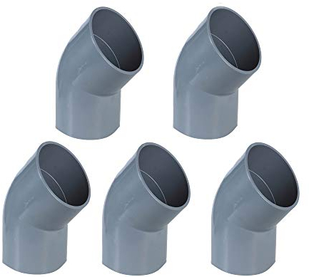 PVC Rohr und Rohrverbinder Ø 50 mm Winkel Kniestück Muffen T-Stück Kappen Fittings (5 x Winkel 45 °)