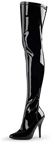 Higher-Heels PleaserUSA Overknee-Stiefel Seduce-3000 Lack schwarz Gr.38
