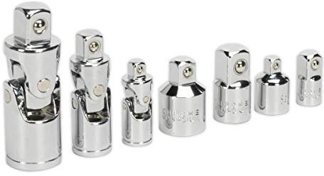 Sealey Ak2737 Universal Joint and Socket Adaptor Set 7Pc 1/4 3/8 and 1/2Sq Drive