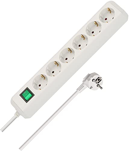 Brennenstuhl Eco-Line, Steckdosenleiste 6-fach (Steckerleiste mit Schalter und 3m Kabel, Mehrfachsteckdose besonders stromsparend) weiß