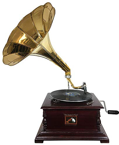Grammophon Antik-Stil 4-Eckig Nostalgie Schellackplatten Trichter Grammofon