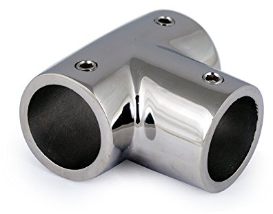 wellenshop T-Stück gerade. Für Rohre mit 22 mm Durchmesser. Für Handlauf, Reling, Geländer. Edelstahl poliert.