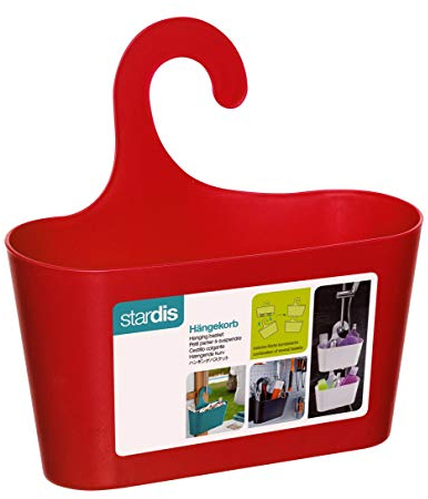 stardis Duschkorb mit Haken zum Einhängen Duschregal Badregal Bad Utensilo Hängeregal rot