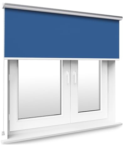 Tropik Home Thermal Blackout Navy Blue Window Roller Blind Available in 16 Width Sizes, 70cm wide (+ 4.5cm fittings)