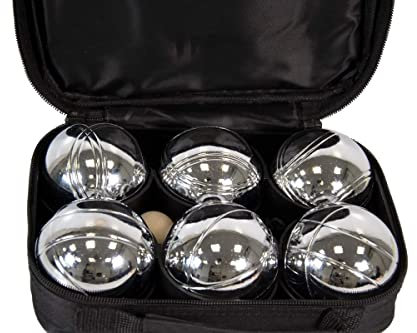 6 boules de pétanque - pour les loisirs - dans une sacoche noire