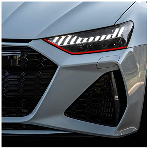 Devil Eye® Scheinwerferfolie rot Zierstreifen Dekor Dekorleiste Folie Flexibel für Scheinwerfer Kfz Auto Zubehör Selbstklebend KX004 (Kompatibel mit Audi A7 ab 2018)