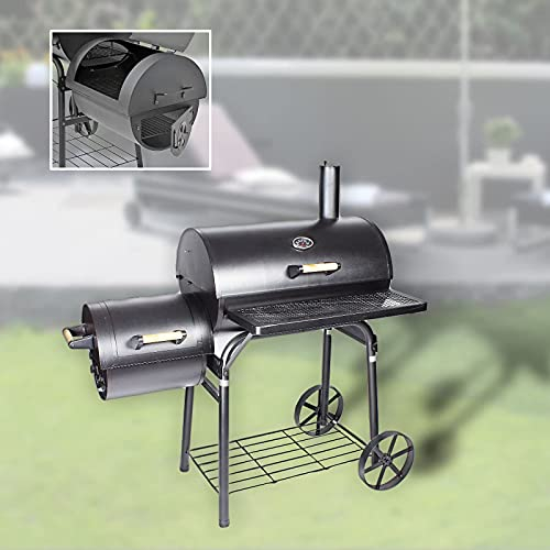 DRULINE Sale XL Profi Smoker BBQ Grill Grillwagen Holzkohle 1,5mm Stahl Massiv Lokomotive