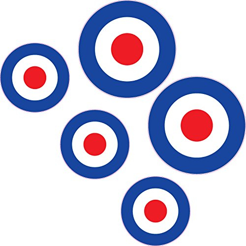 5 x RAF Mod The Who, Lambretta, Vespa, Scooter, Motorrad, Rondell, Vinylaufkleber, Aufkleber.
