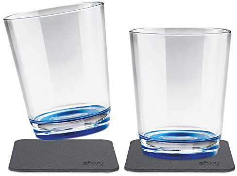 silwy Lot de 2 en Verre avec Soucoupe magnétique (Lui Blue)