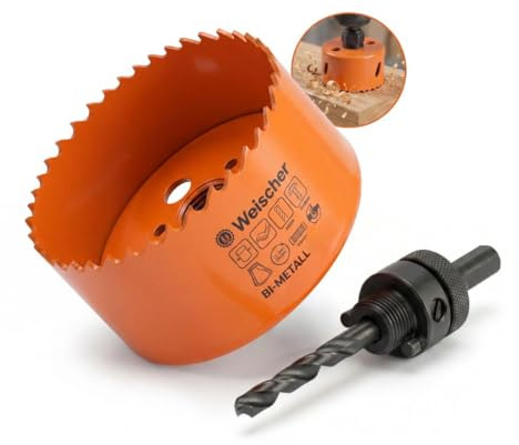 Weischer® - HSS Bi-Metall Lochsäge Ø 44 mm I mit Aufnahmeschaft 6-Kant | Schnitttiefe 40 mm I für Holz, Aluminium, Kunststoff, Trockenbau und Metall I Bohrkrone Dosenbohrer