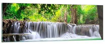 Panorama Bilder auf Glas Wasser Park Natur Landschaft Glasbild 90x30cm Wandbilder Dekoration Wohnzimmer Schlafzimmer Küche Klein Wanddeko Bild im Glas Wand Kunstdruck Art Modern GAB90x30-2502