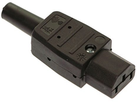 as - Schwabe Kaltgerätesteckdose - Typ C13 - Gerätesteckdose für bis 70° C - Thermoplast-Gerätesteckdose - 2-polig - Anschlussleitungen bis max. 3G1,5-230 V / 10 A - Made in Germany - schwarz, 62081