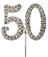 Cake Star Diamante Silver Cake Number, Sparkling Numbers 0-9 on Strong Metal Wire, Baking Decorations for Celebrating a Birthday or Anniversary, Better than Candles, Give Cakes a Personal Touch - Clear 50