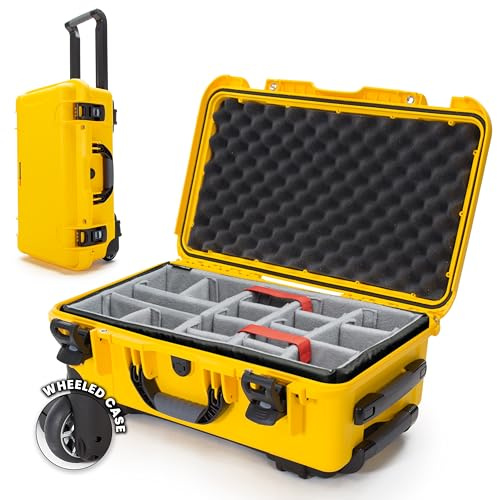 NANUK 935 Hard Case for Camera & Lenses with Padded Divider – Waterproof Equipment Case with Wheels, 22” x 14” x 9” – Dustproof, Impact Resistant, Carry-On Approved for Most Airlines – Yellow