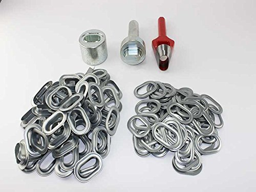 Profi Oval Ösen Set Einschlagstempel 42 x 22 mm + 100 Ovalösen Zink + Locheisen