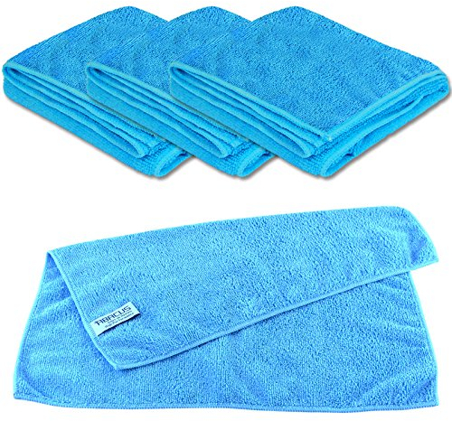 ABACUS® Mikrofasertuch High Performance 4er Set blau - Mikrofaser Reinigungstücher 40 x 40 cm Microfaser Tücher Universaltuch fusselfrei Tuch Staubtuch 300 g/m² (7014)