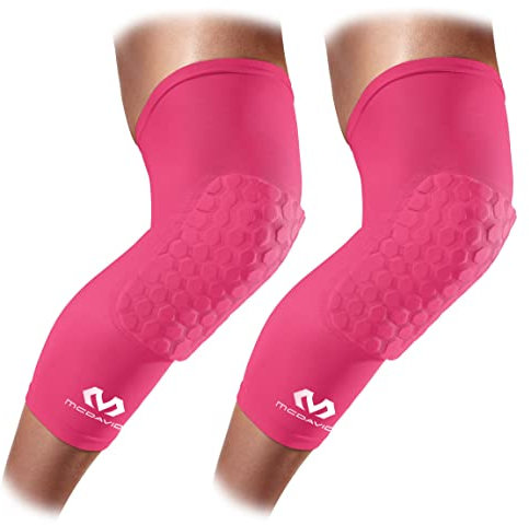 McDavid Hex Knee Compression Sleeves, Pull-On Padded Protection, Moisture Wicking (1 Pair), PINK, XLarge
