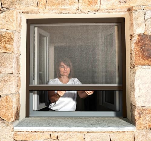 Mosquitera ventana y puerta aluminio (Marrón RAL 8014, Anch. 1000 x Alt. 1600mm - Ajustable)