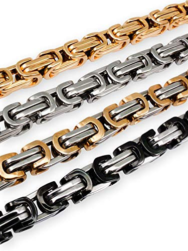 Fly Style 5 mm Starke Vierkant-Königskette oder Königs-Armband aus Edelstahl, Farbwahl:Gold, Längen:45 cm