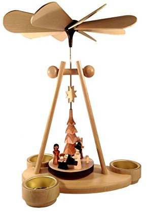 Rudolphs Schatzkiste Kugelpyramide Christi Geburt Natur Höhe=26cm NEU Weihnachtspyramide Tischdekoration Holzpyramide Tischpyramide Dekoration Weihnachten Wärmespiel Lichter Figur Holz Seiffen