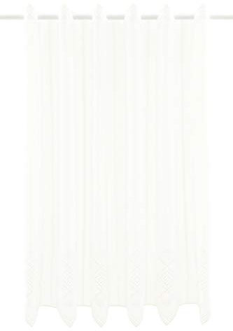 florentina Scheibengardine auf Voile Bestickt 80 cm hoch Creme - Wunschbreite frei wählbar durch gekaufte Menge in 16 cm Schritten - Meterware