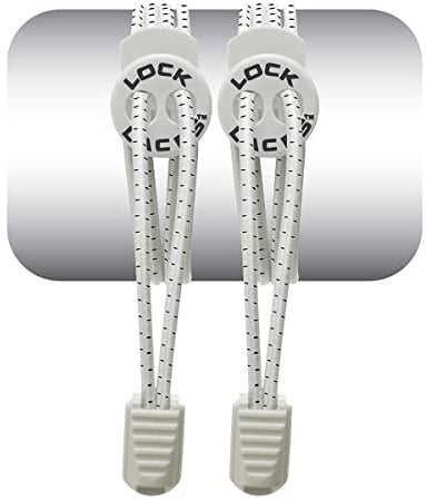 LOCK LACES - Elastic No Tie Shoe Laces - One Size Fits All for Kids and Adults - Elastic No Tie Shoelaces, White