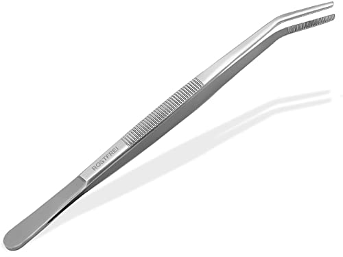 Gebogene Pinzette, 18 cm, mit Innenzahnung, rostfreier Edelstahl