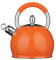 Premier Houseware 505125 Whistling Kettle Travel Kettle Heat Resistant Handle Coffee Kettle Stainless Steel Kettle Orange Kettle Stove Kettle 2.4 L 25Hx19Wx19D