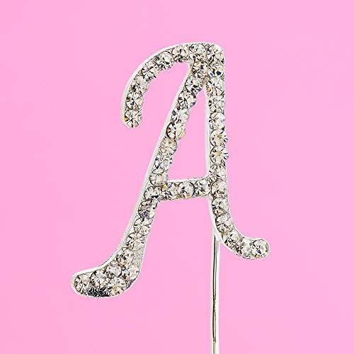 4.5cm Clear Crystal Diamante Rhinestone Cake Topper Alphabet Letters - Silver Letter A