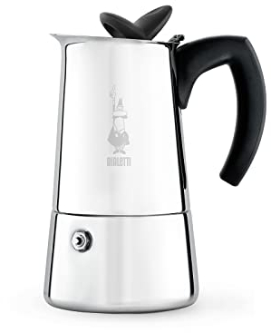 Bialetti - Musa Induction, Cafetière Expresso en Inox, Adaptée à Tous Les Types de Plaques de Cuisson, Marron, 10 Tasses (430 Ml), Argenté