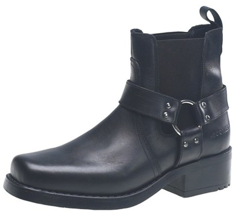 Gringos Men's Black Leather Ankle Boots Cowboy Classic Heel Biker Western