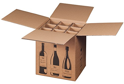 5 x Cajas de Cartón de botellas de vino de cartón para 9 botellas de vino (PTZ Certificado – DHL/UPS)