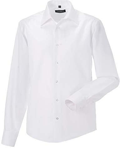 Russell Collection Mens Long Sleeve Tailored Ultimate Non-Iron Shirt (15.5inch) (White)