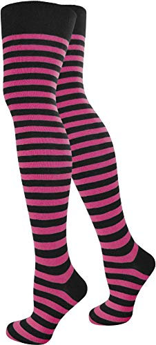 normani Top modische Damen Overknees in verschiedenen Designs/Baumwolle mit Elasthan Auswahl Farbe Schwarz/Pink/Schmal Größe OneSize
