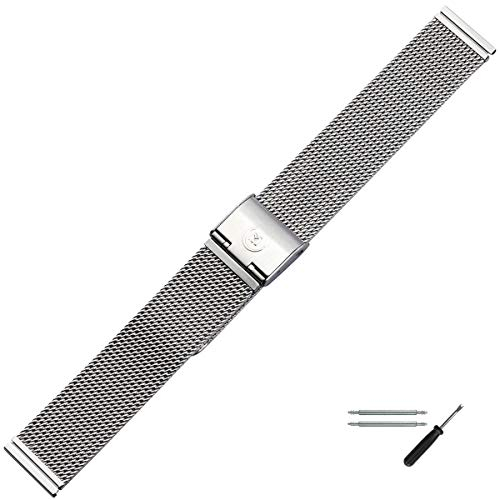 MARBURGER Uhrenarmband 18mm Edelstahl Silber - Werkzeug Montage Set 84904180020