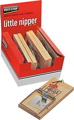Pest-Stop Little Nipper Rat Trap - Wooden Traps for Indoors - Durable Reusable Snap Traps - Rat Trap for Rodent Control - Rattraps for Home and Office - Contains 6 Loose Traps