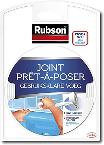 RUBSON Joint Prêt à Poser- Rouleau auto-adhésif de joint préformé pour lavabo et baignoire -blanc 12mm x 3.5m